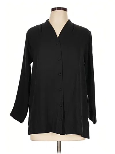 Pre-owned Lands' End 3/4 Sleeve Blouse In Black