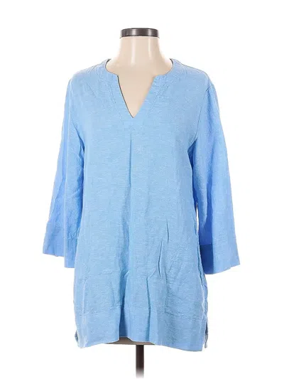 Pre-owned Lands' End 3/4 Sleeve Blouse In Blue