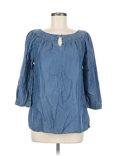 Pre-owned Lands' End 3/4 Sleeve Blouse In Blue