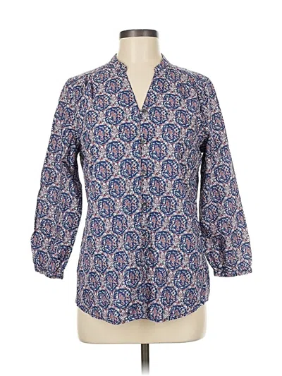 Pre-owned Lands' End 3/4 Sleeve Blouse In Blue