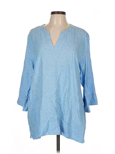 Pre-owned Lands' End 3/4 Sleeve Blouse In Blue