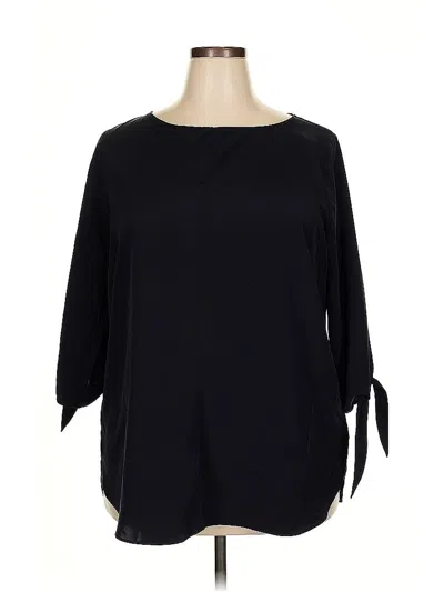 Pre-owned Lands' End 3/4 Sleeve Blouse In Blue