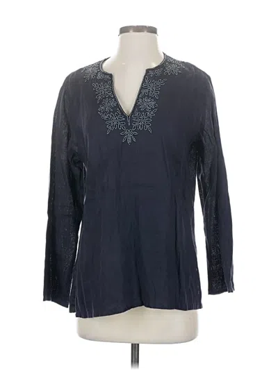 Pre-owned Lands' End 3/4 Sleeve Blouse In Blue