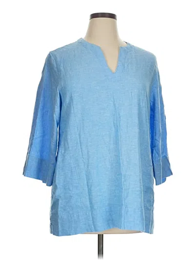 Pre-owned Lands' End 3/4 Sleeve Blouse In Blue