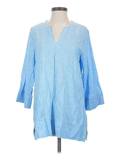 Pre-owned Lands' End 3/4 Sleeve Blouse In Blue