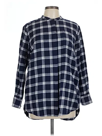 Pre-owned Lands' End 3/4 Sleeve Blouse In Blue