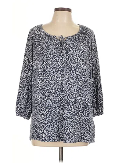 Pre-owned Lands' End 3/4 Sleeve Blouse In Blue