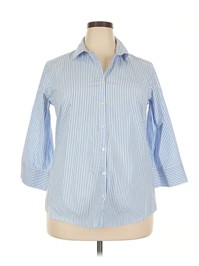 Pre-owned Lands' End 3/4 Sleeve Blouse In Blue