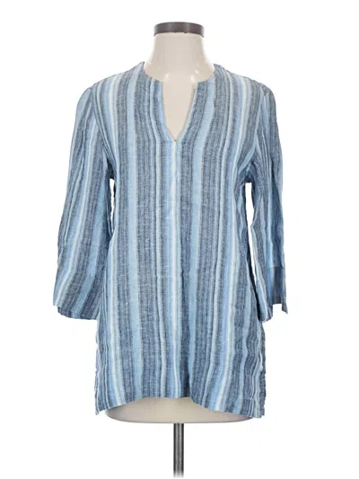 Pre-owned Lands' End 3/4 Sleeve Blouse In Blue