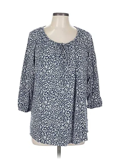 Pre-owned Lands' End 3/4 Sleeve Blouse In Blue