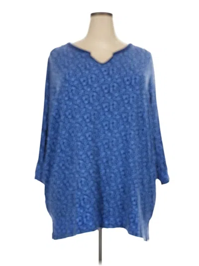 Pre-owned Lands' End 3/4 Sleeve Blouse In Blue