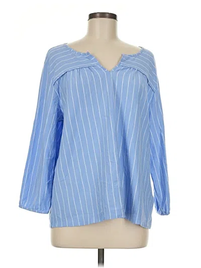 Pre-owned Lands' End 3/4 Sleeve Blouse In Blue