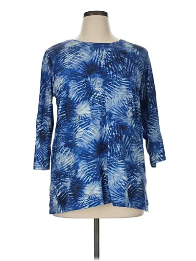 Pre-owned Lands' End 3/4 Sleeve Blouse In Blue