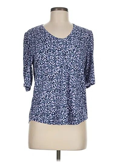 Pre-owned Lands' End 3/4 Sleeve Blouse In Blue