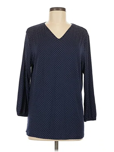 Pre-owned Lands' End 3/4 Sleeve Blouse In Blue