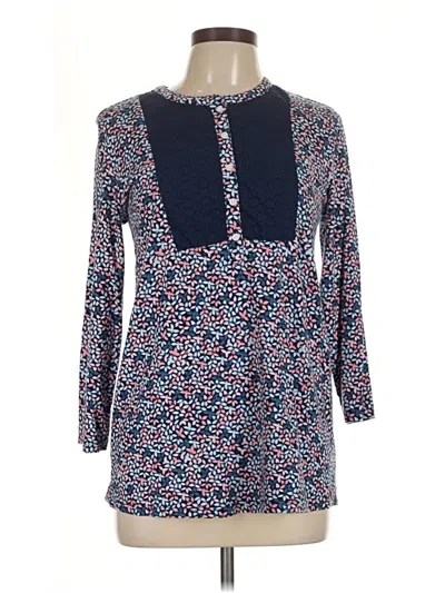 Pre-owned Lands' End 3/4 Sleeve Blouse In Blue