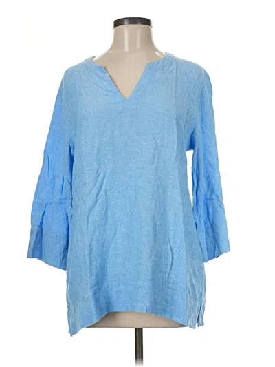 Pre-owned Lands' End 3/4 Sleeve Blouse In Blue