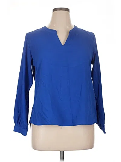 Pre-owned Lands' End 3/4 Sleeve Blouse In Blue