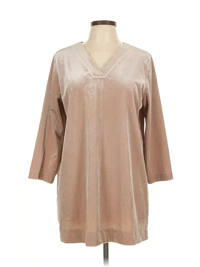 Pre-owned Lands' End 3/4 Sleeve Blouse In Brown