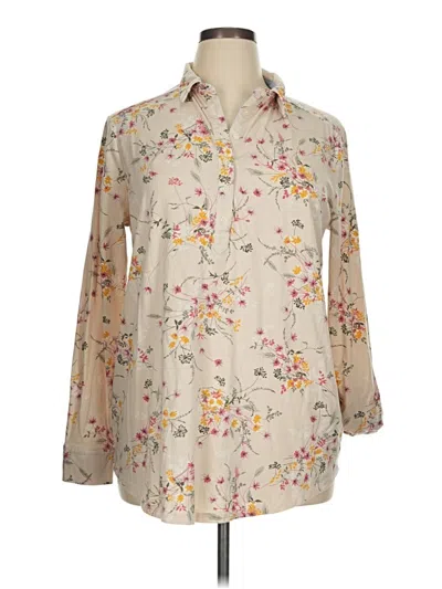 Pre-owned Lands' End 3/4 Sleeve Blouse In Brown