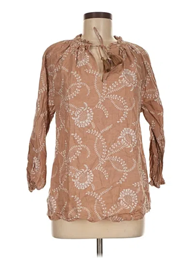 Pre-owned Lands' End 3/4 Sleeve Blouse In Brown