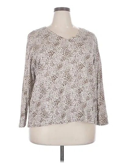 Pre-owned Lands' End 3/4 Sleeve Blouse In Brown