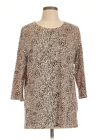 Pre-owned Lands' End 3/4 Sleeve Blouse In Brown