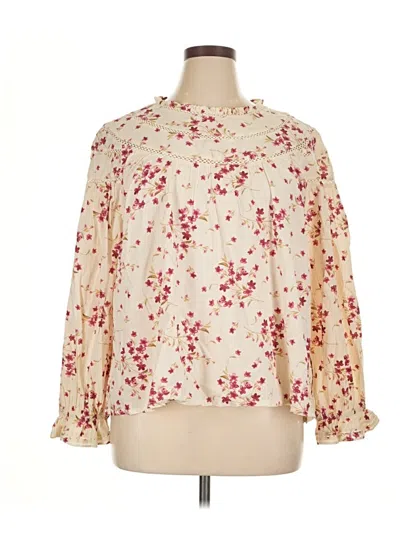 Pre-owned Lands' End 3/4 Sleeve Blouse In Burgundy