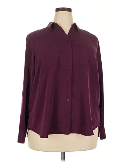 Pre-owned Lands' End 3/4 Sleeve Blouse In Burgundy
