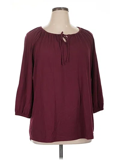 Pre-owned Lands' End 3/4 Sleeve Blouse In Burgundy