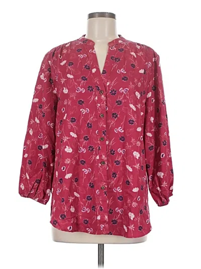 Pre-owned Lands' End 3/4 Sleeve Blouse In Burgundy