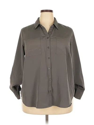 Pre-owned Lands' End 3/4 Sleeve Blouse In Gray