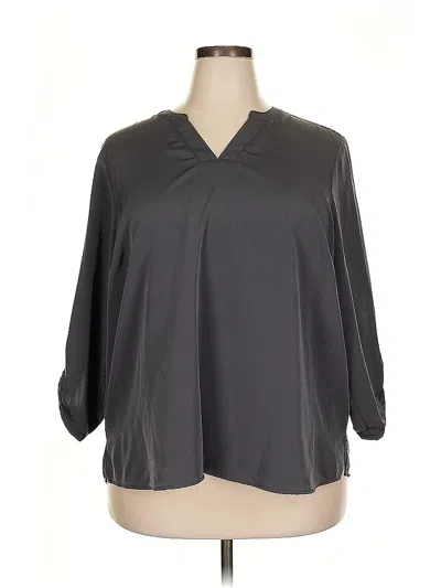 Pre-owned Lands' End 3/4 Sleeve Blouse In Gray