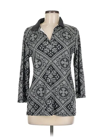 Pre-owned Lands' End 3/4 Sleeve Blouse In Gray