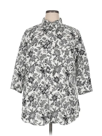 Pre-owned Lands' End 3/4 Sleeve Blouse In Gray