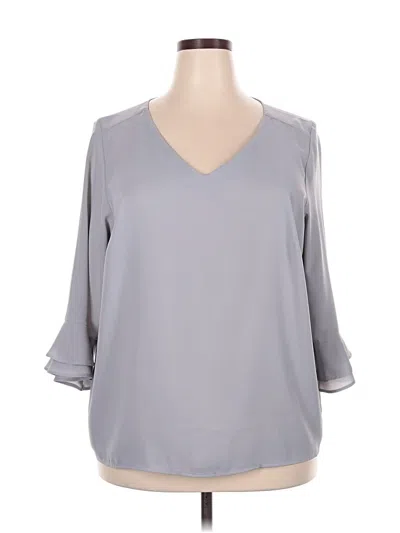 Pre-owned Lands' End 3/4 Sleeve Blouse In Gray