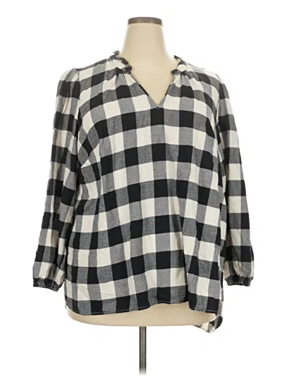 Pre-owned Lands' End 3/4 Sleeve Blouse In Gray