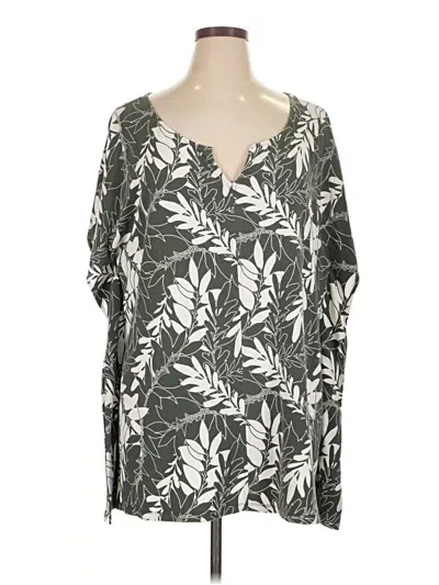 Pre-owned Lands' End 3/4 Sleeve Blouse In Gray