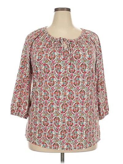 Pre-owned Lands' End 3/4 Sleeve Blouse In Gray