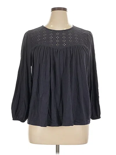 Pre-owned Lands' End 3/4 Sleeve Blouse In Gray
