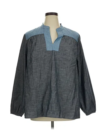 Pre-owned Lands' End 3/4 Sleeve Blouse In Gray