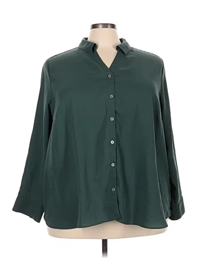 Pre-owned Lands' End 3/4 Sleeve Blouse In Green