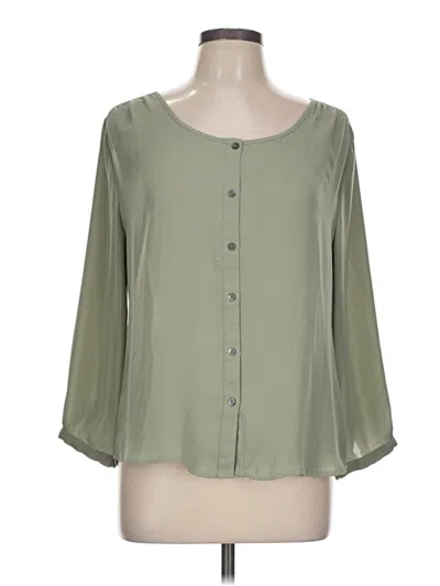 Pre-owned Lands' End 3/4 Sleeve Blouse In Green