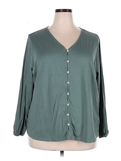 Pre-owned Lands' End 3/4 Sleeve Blouse In Green