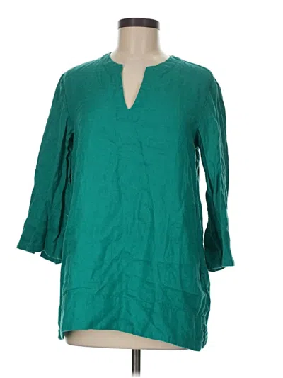 Pre-owned Lands' End 3/4 Sleeve Blouse In Green