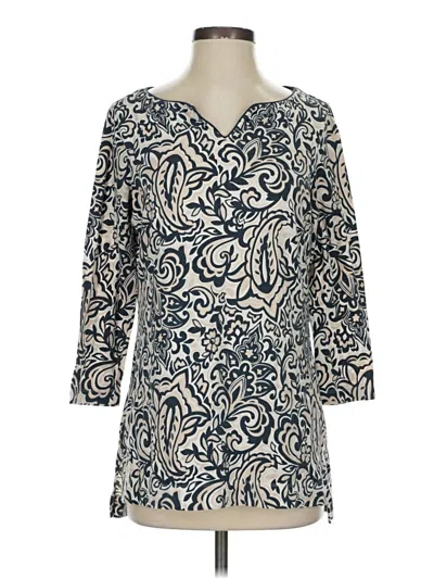 Pre-owned Lands' End 3/4 Sleeve Blouse In Ivory
