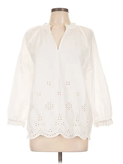 Pre-owned Lands' End 3/4 Sleeve Blouse In Ivory