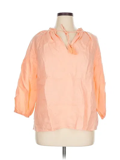 Pre-owned Lands' End 3/4 Sleeve Blouse In Orange