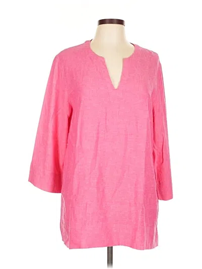 Pre-owned Lands' End 3/4 Sleeve Blouse In Pink