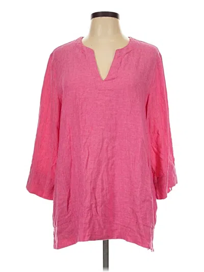 Pre-owned Lands' End 3/4 Sleeve Blouse In Pink